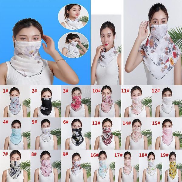 women scarf face mask chiffon handkerchief windproof half face dust-proof sunshade masks dust mask party masks dha167